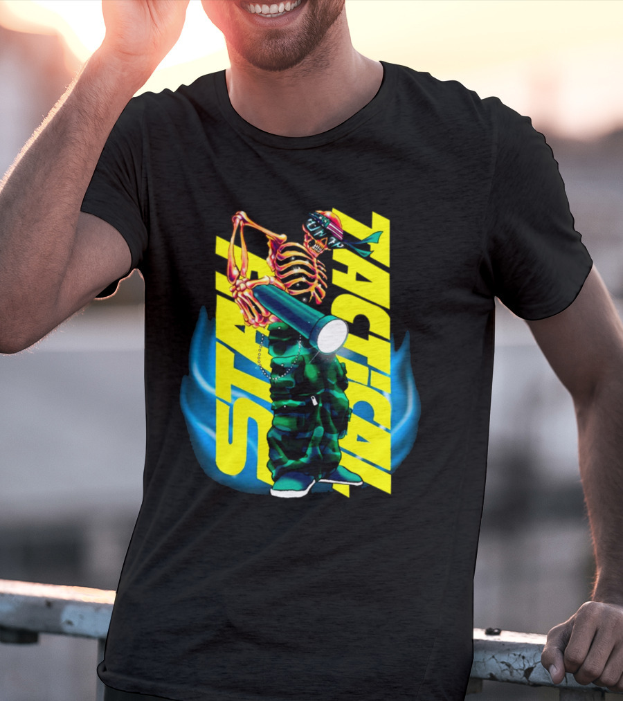 Stay Tactical Neon Skeleton Graffiti T-Shirt