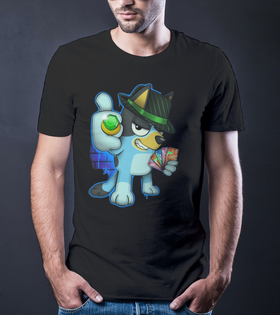 Bluepin Poker Dog With Fedora And Gem در Poker Cards T-Shirt