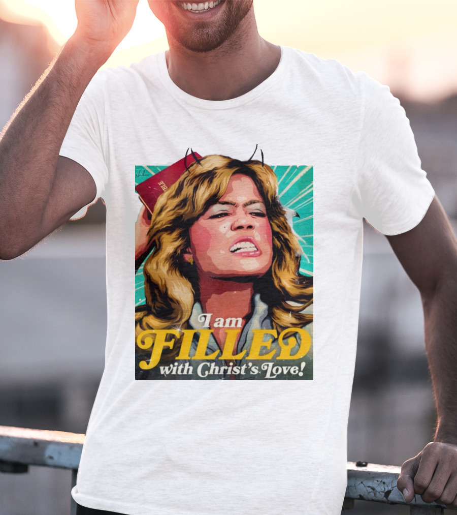 I Am Filled With Christ's Love Vintage Comic Style Woman Holding Bible T-Shirt