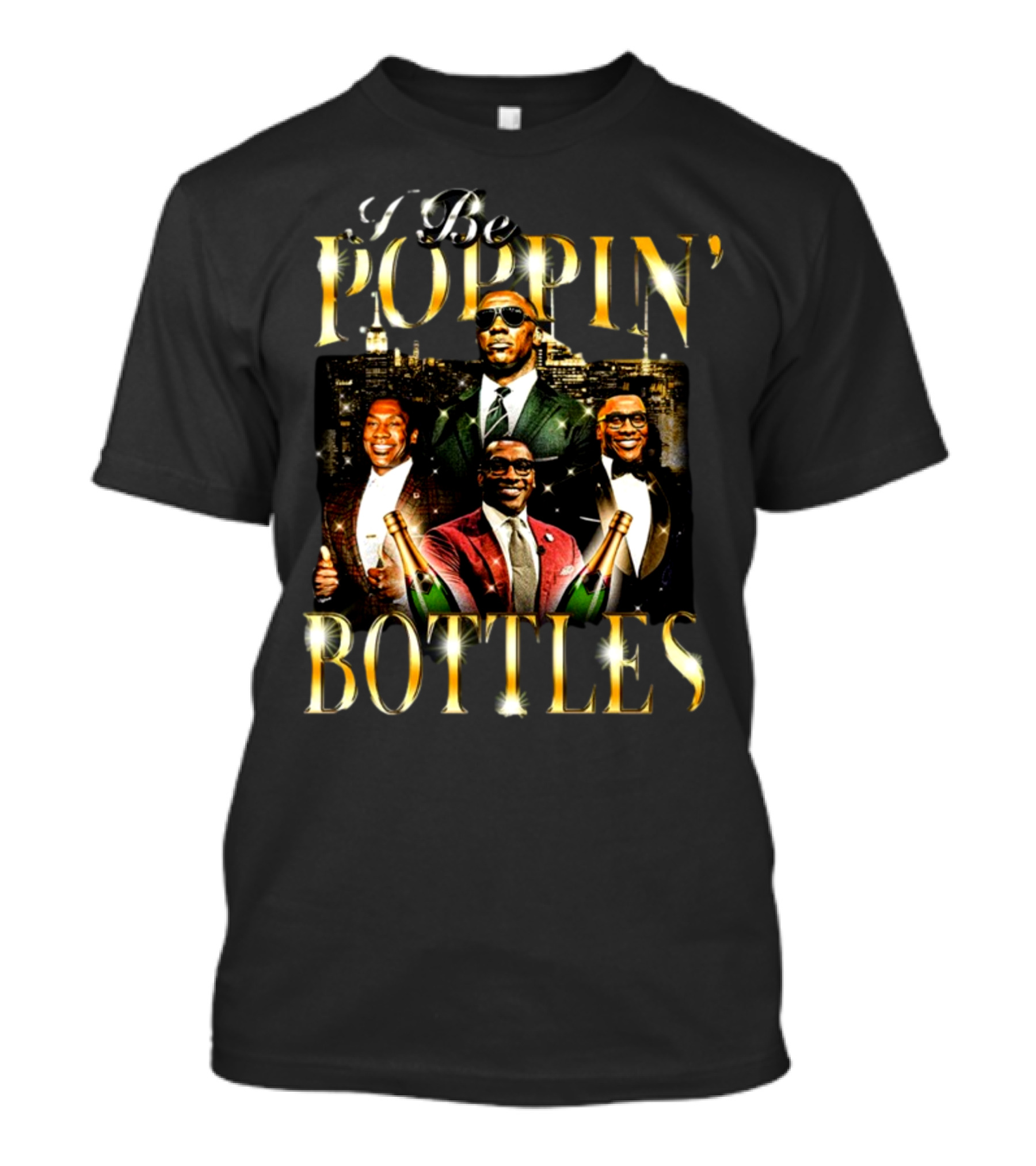Notsafeforwear Shop I Be Poppin Bottles City Lights T-Shirt