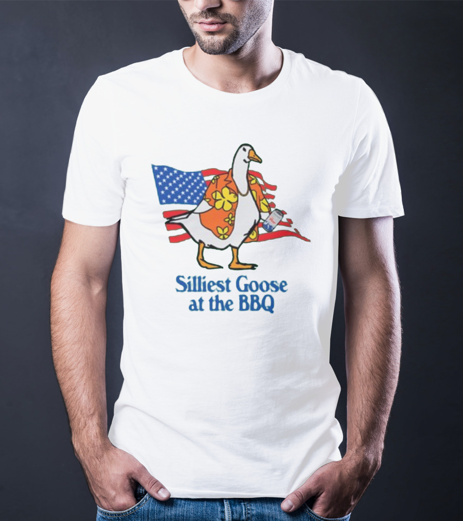 Silliest Goose At The BBQ Patriotic Hawaiian Shirt USA Flag T-Shirt