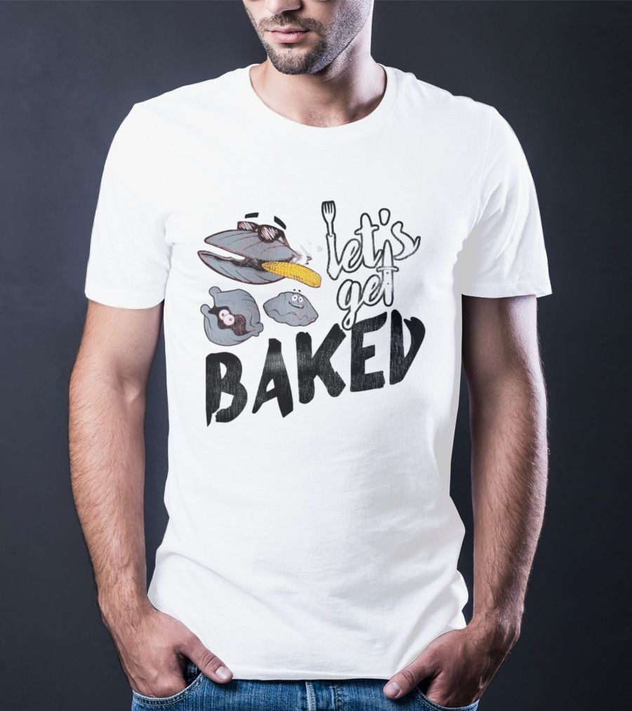Cape Cod Clams Let's Get Baked With Corn And Cutlery Motif T-Shirt