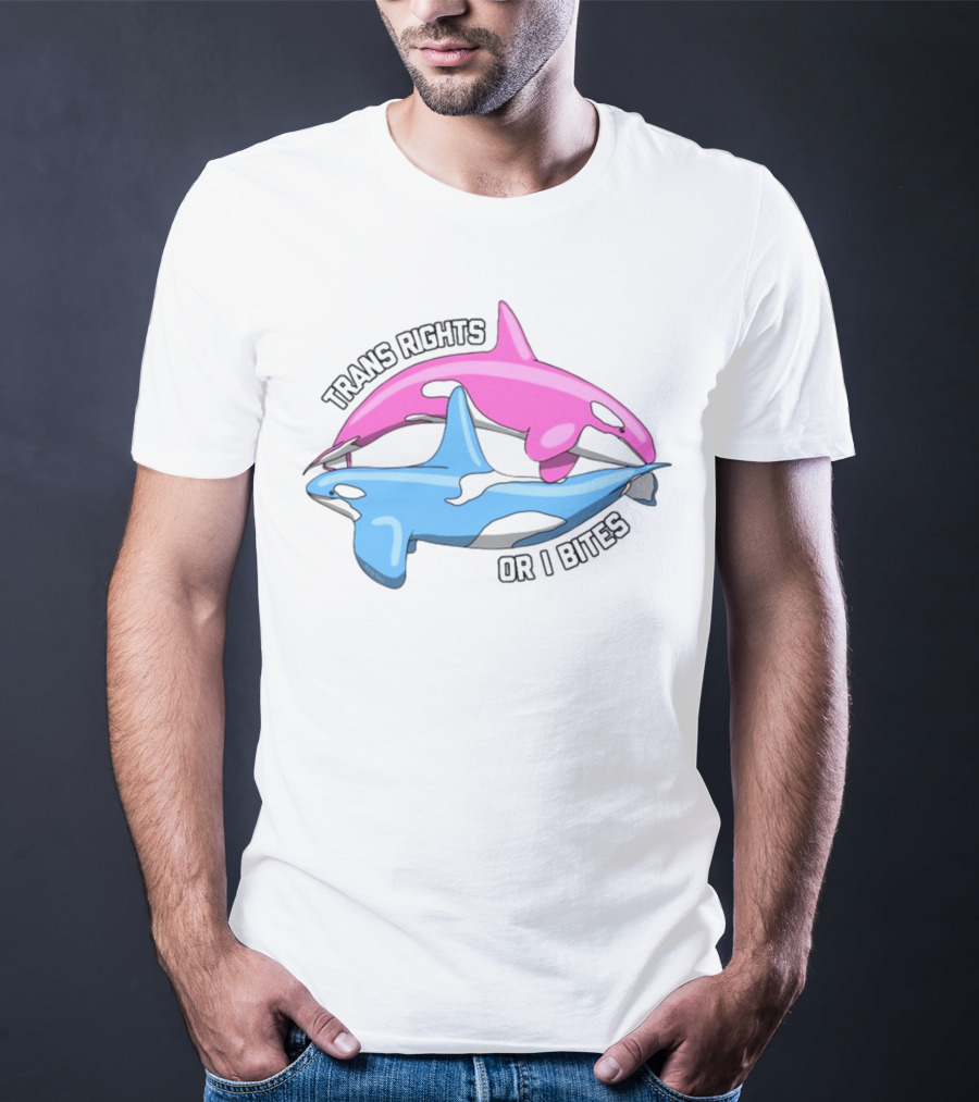 Trans Rights Or I Bites Pink And Blue Dolphins T-Shirt