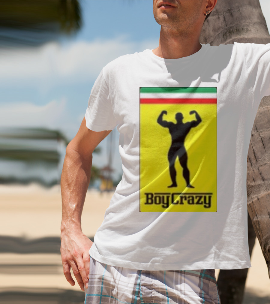 Boy Crazy Italia Bodybuilding Silhouette Italian Flag T-Shirt