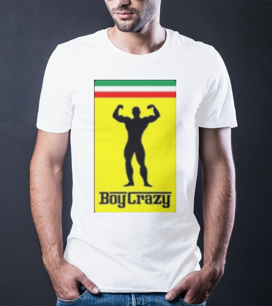 Boy Crazy Italia Bodybuilding Silhouette Italian Flag T-Shirt