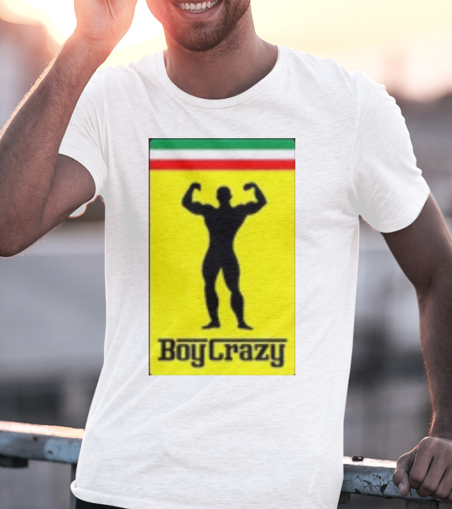 Boy Crazy Italia Bodybuilding Silhouette Italian Flag T-Shirt