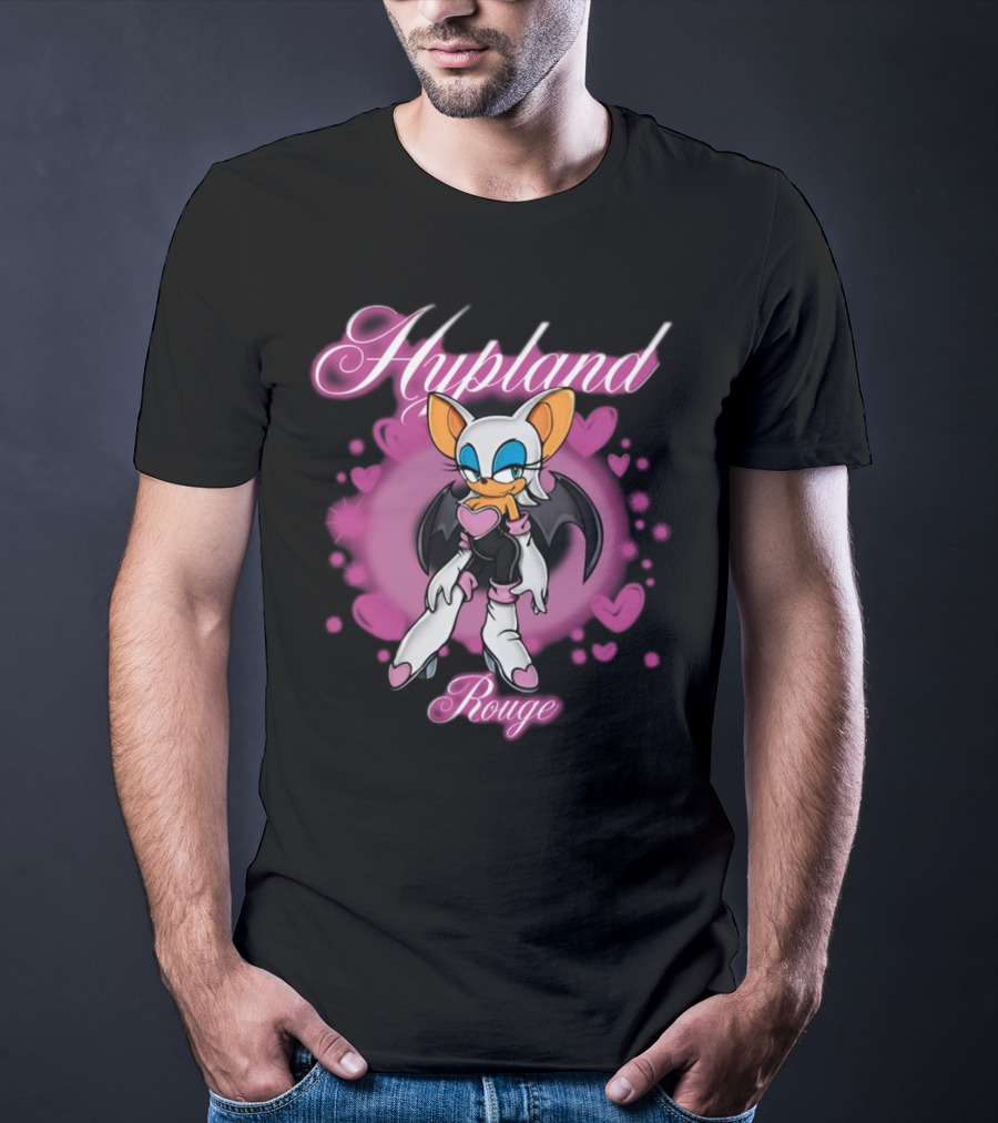 Hypland Rouge Bat Character Surrounded By Pink Hearts T-Shirt