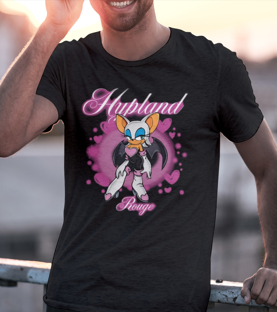 Hypland Rouge Bat Character Surrounded By Pink Hearts T-Shirt