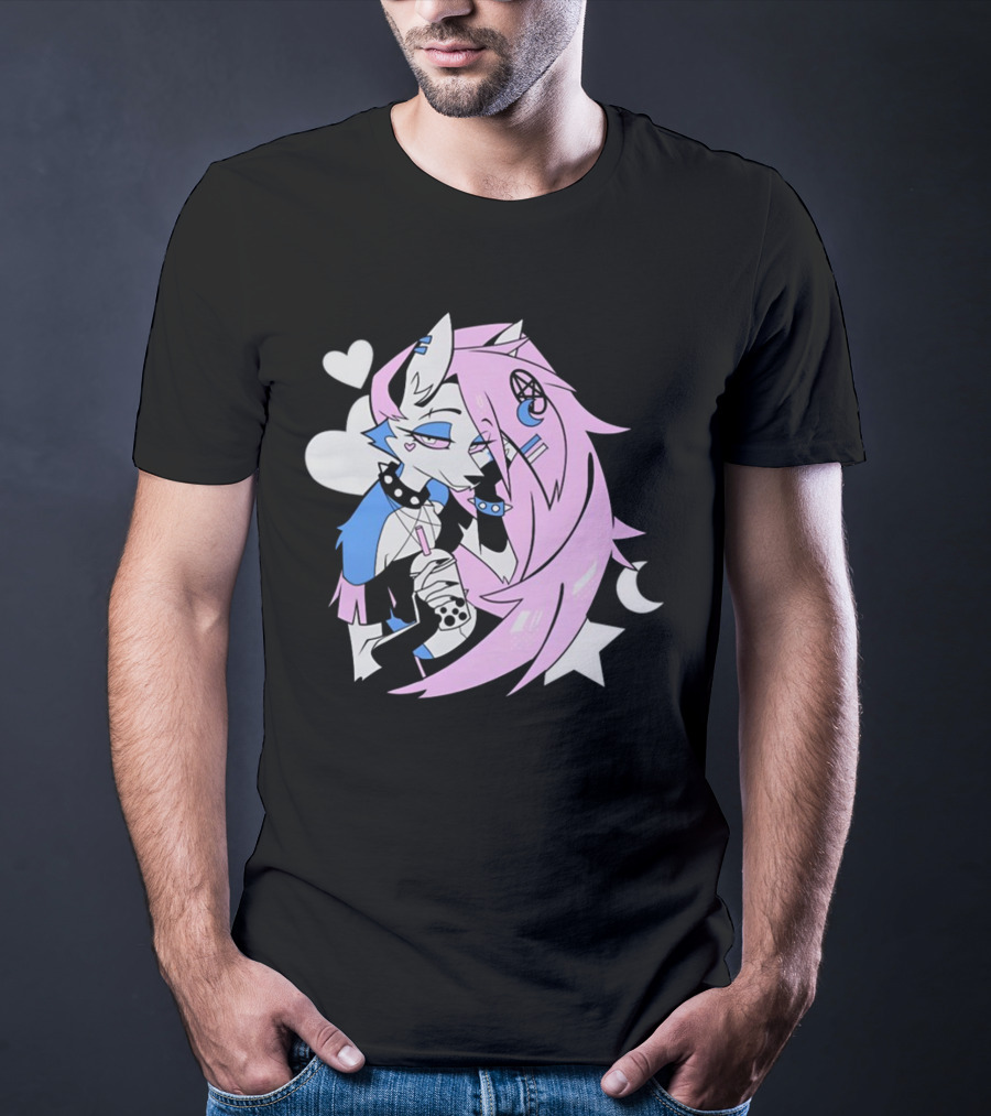 Trans Colored Loona Pastel Goth Aesthetic With Heart And Star Symbols T-Shirt