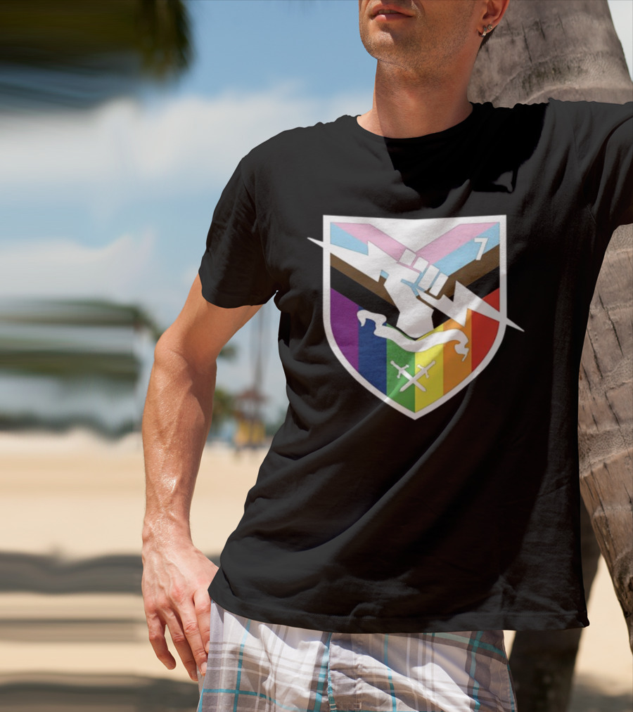 Bungie Pride Progress Flag Fist Lightning Shield T-Shirt