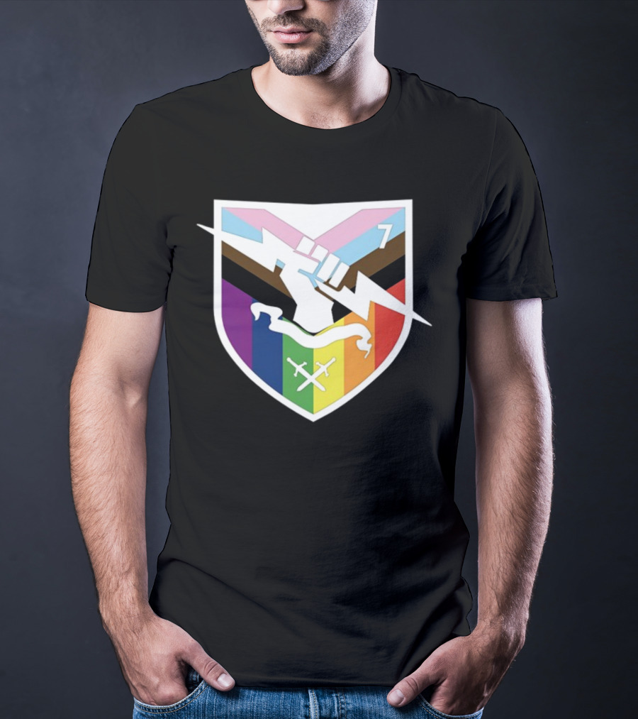 Bungie Pride Progress Flag Fist Lightning Shield T-Shirt