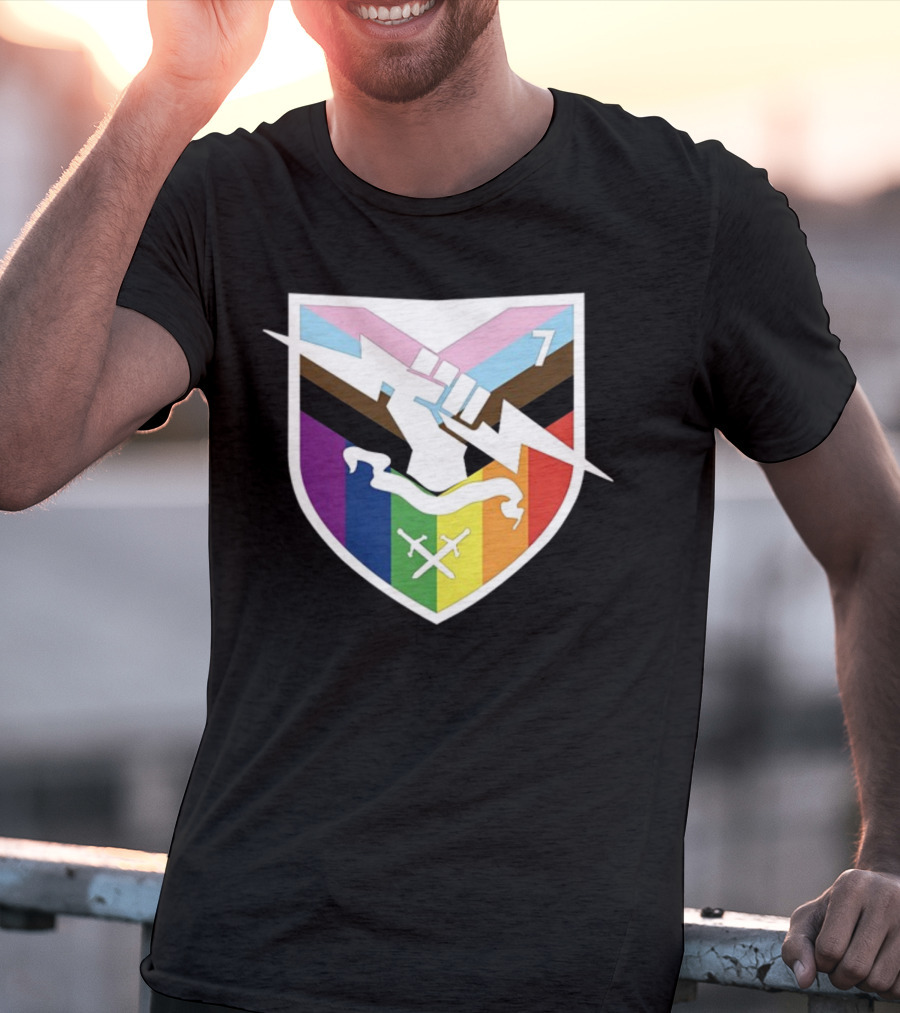 Bungie Pride Progress Flag Fist Lightning Shield T-Shirt