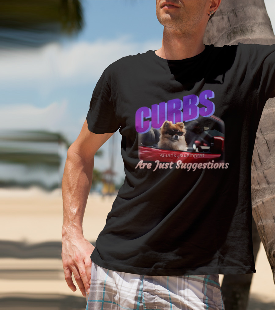 Curbs Are Just Suggestions SwankySwamprat Dog In Car T-Shirt