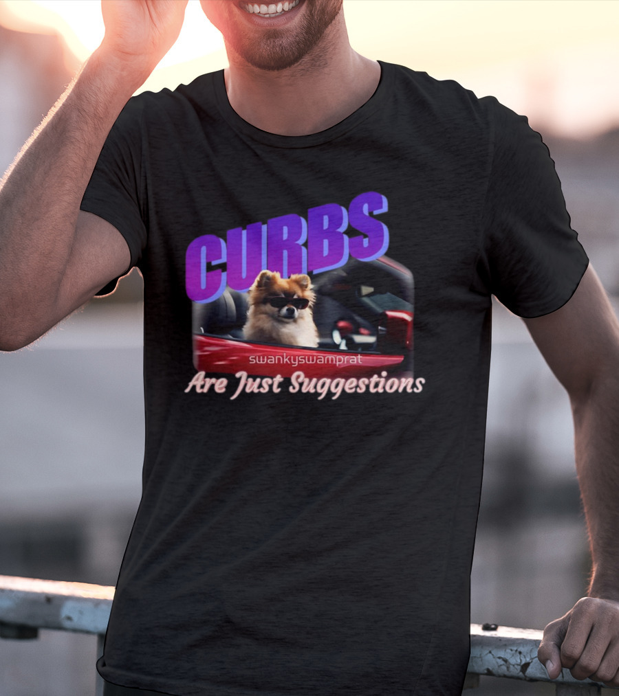 Curbs Are Just Suggestions SwankySwamprat Dog In Car T-Shirt