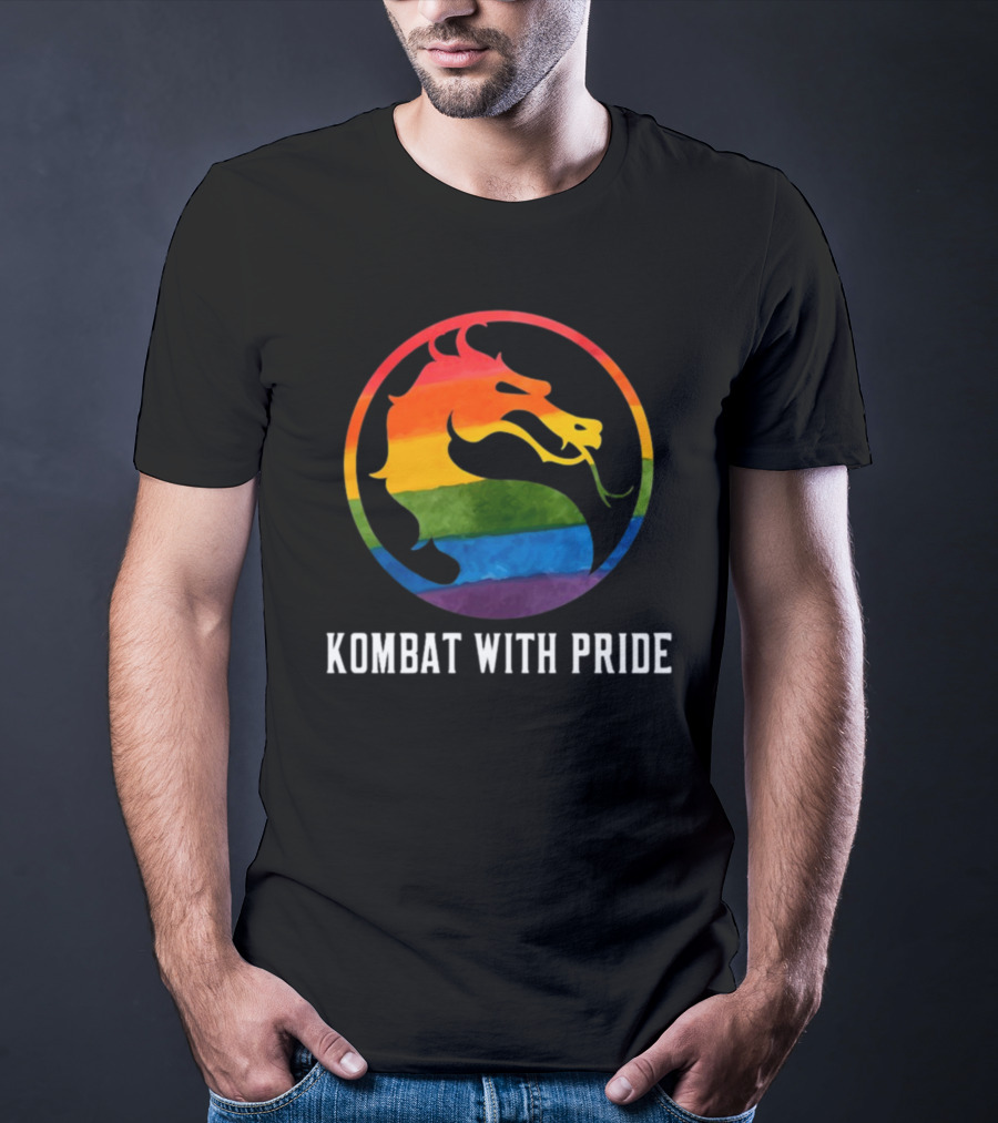 Kombat With Pride Rainbow Dragon Emblem T-Shirt