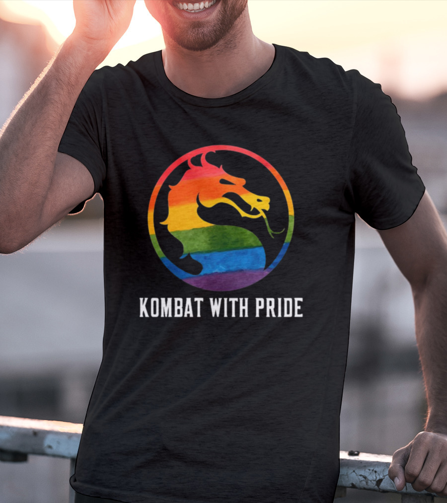 Kombat With Pride Rainbow Dragon Emblem T-Shirt