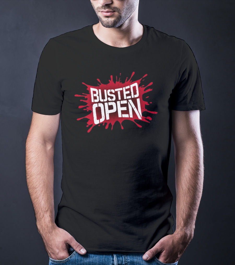 Busted Open Red Splatter Text T-Shirt