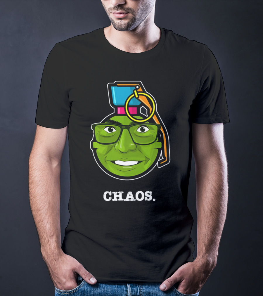 CHAOS Grenade Green Face With Glasses T-Shirt