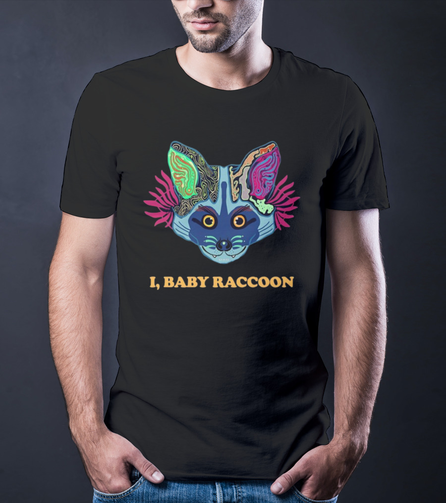 I Baby Raccoon Psychedelic Cat Face T-Shirt