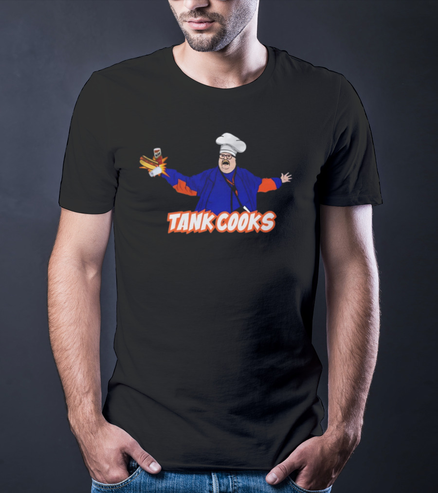 Tank Cooks Chef Hat Hot Dog Comic T-Shirt