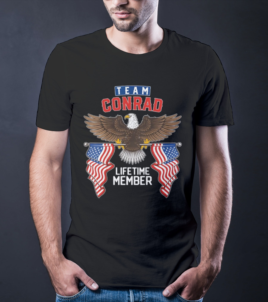 Team Conrad Lifetime Member American Eagle Flag T-Shirt
