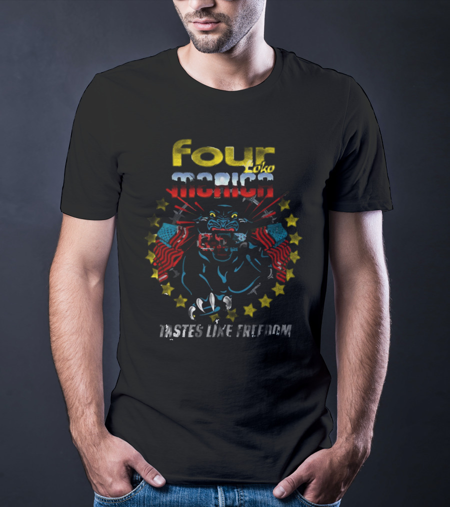 Four Loko Merica Panther With Guns Tastes Like Freedom T-Shirt