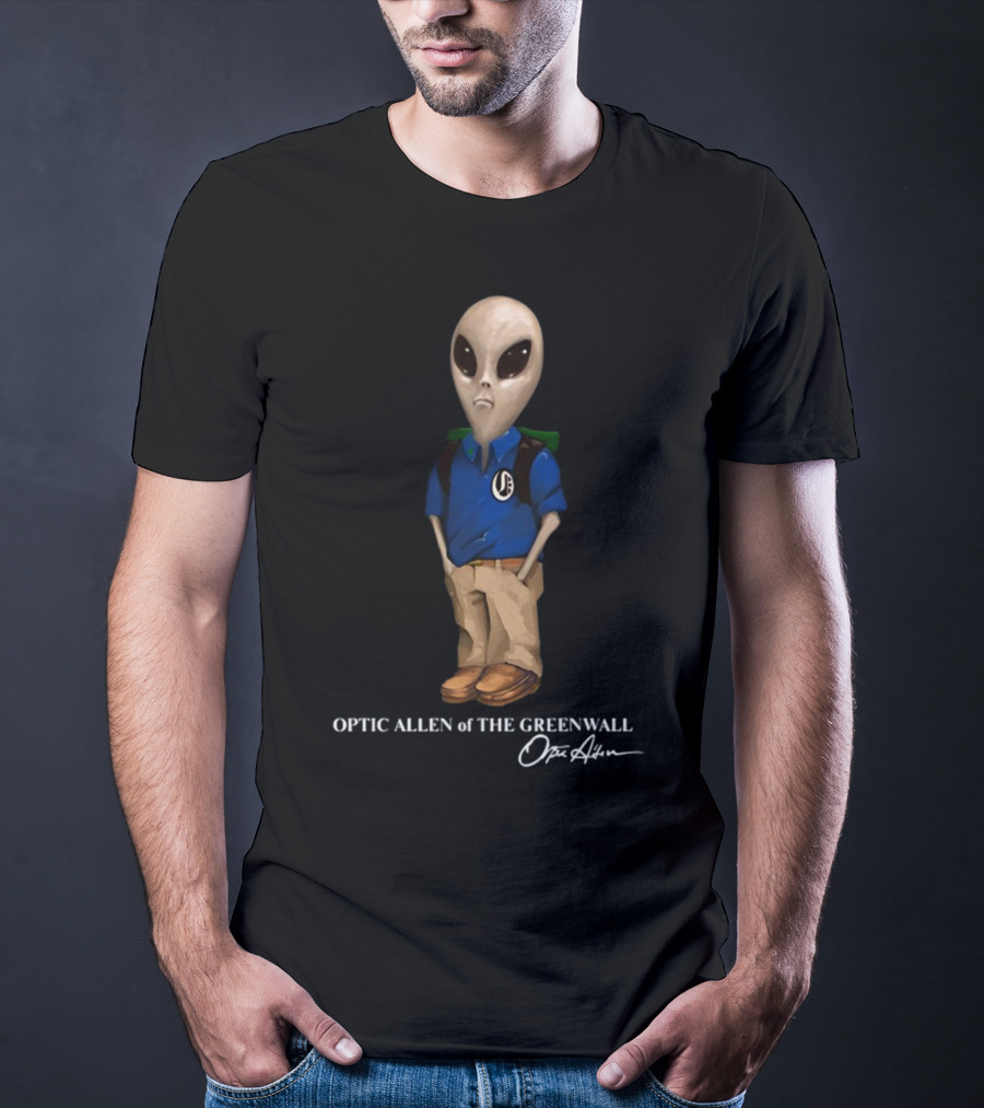 Optic Allen Of The Greenwall Alien Character With Signature T-Shirt