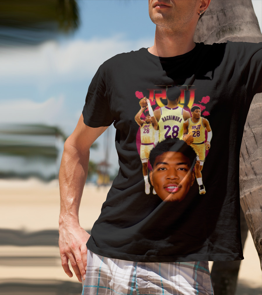 Rui Hachimura 28 Basketball Player Portrait Trio T-Shirt