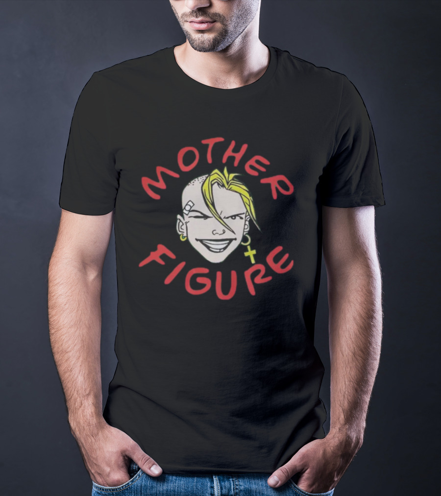 Mother Figure Rebel Character With Cross Earring And Bandage T-Shirt