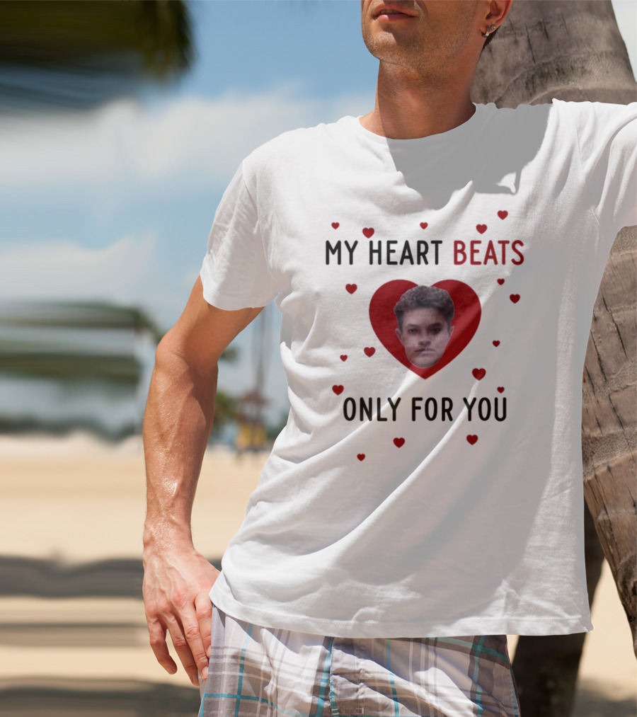 My Heart Beats Only For You Red Heart Face T-Shirt