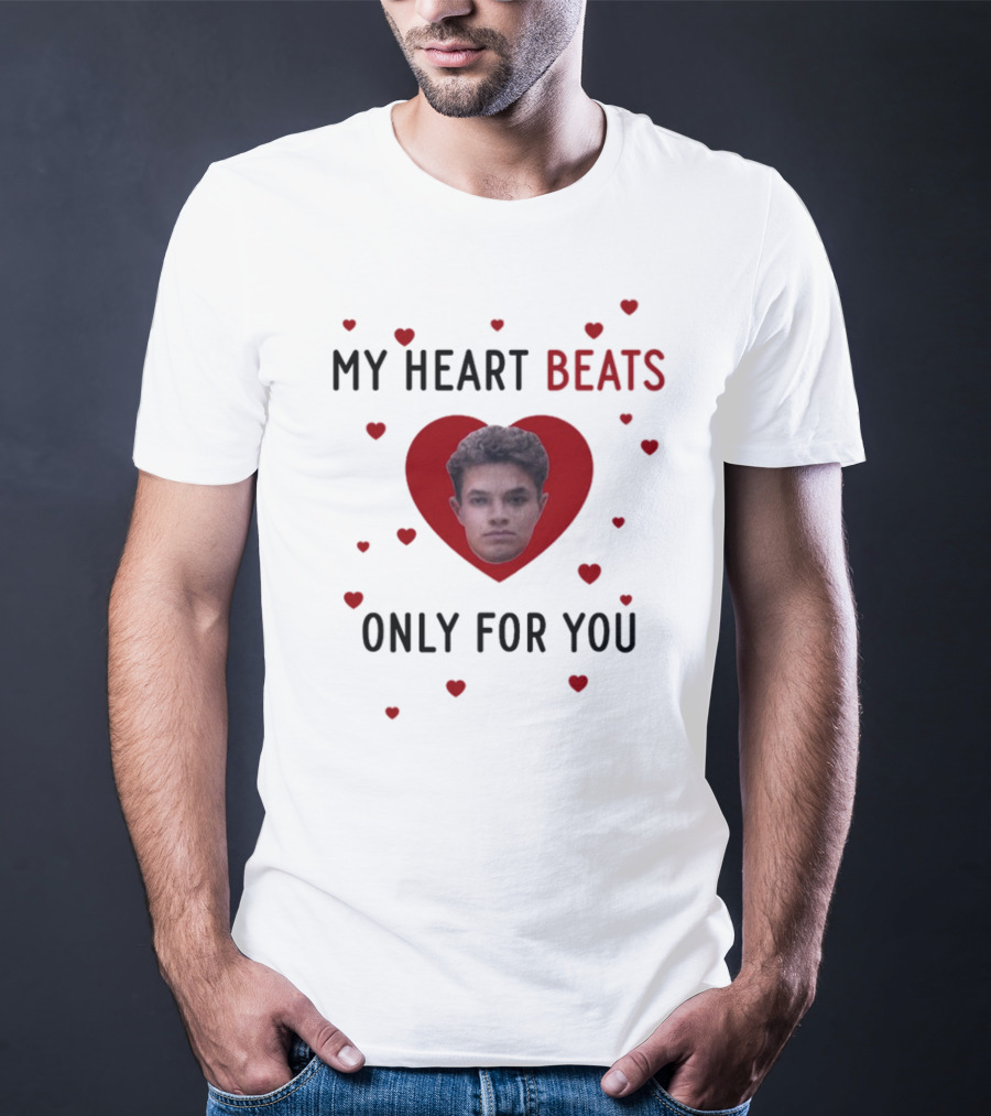 My Heart Beats Only For You Red Heart Face T-Shirt