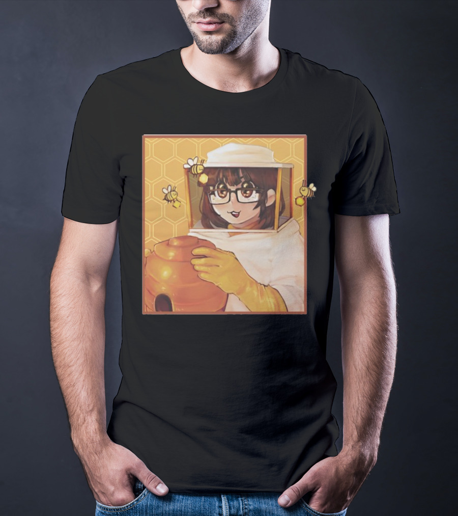 Bizabizow Bee Zabizow Honeycomb Beekeeper Anime Character With Bees And Honeycomb Background T-Shirt