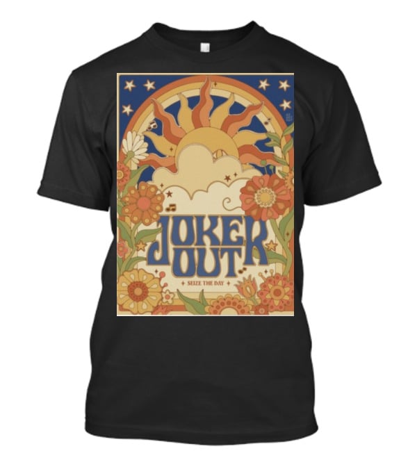 Joker Out Seize The Day Retro Floral Sunburst T-Shirt