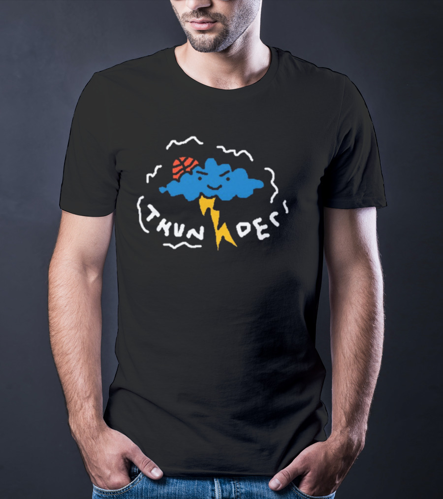 THUNDER Basketball Cloud With Lightning Bolt T-Shirt