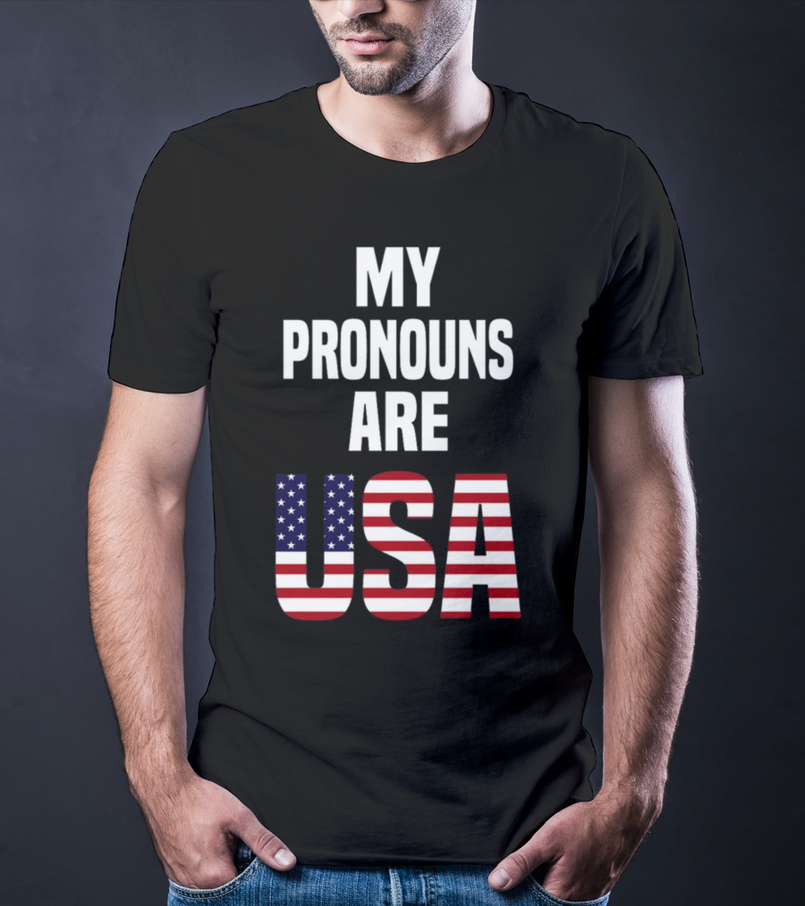 Enes Freedom My Pronouns Are USA American Flag T-Shirt