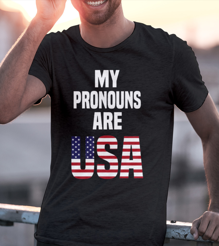 Enes Freedom My Pronouns Are USA American Flag T-Shirt