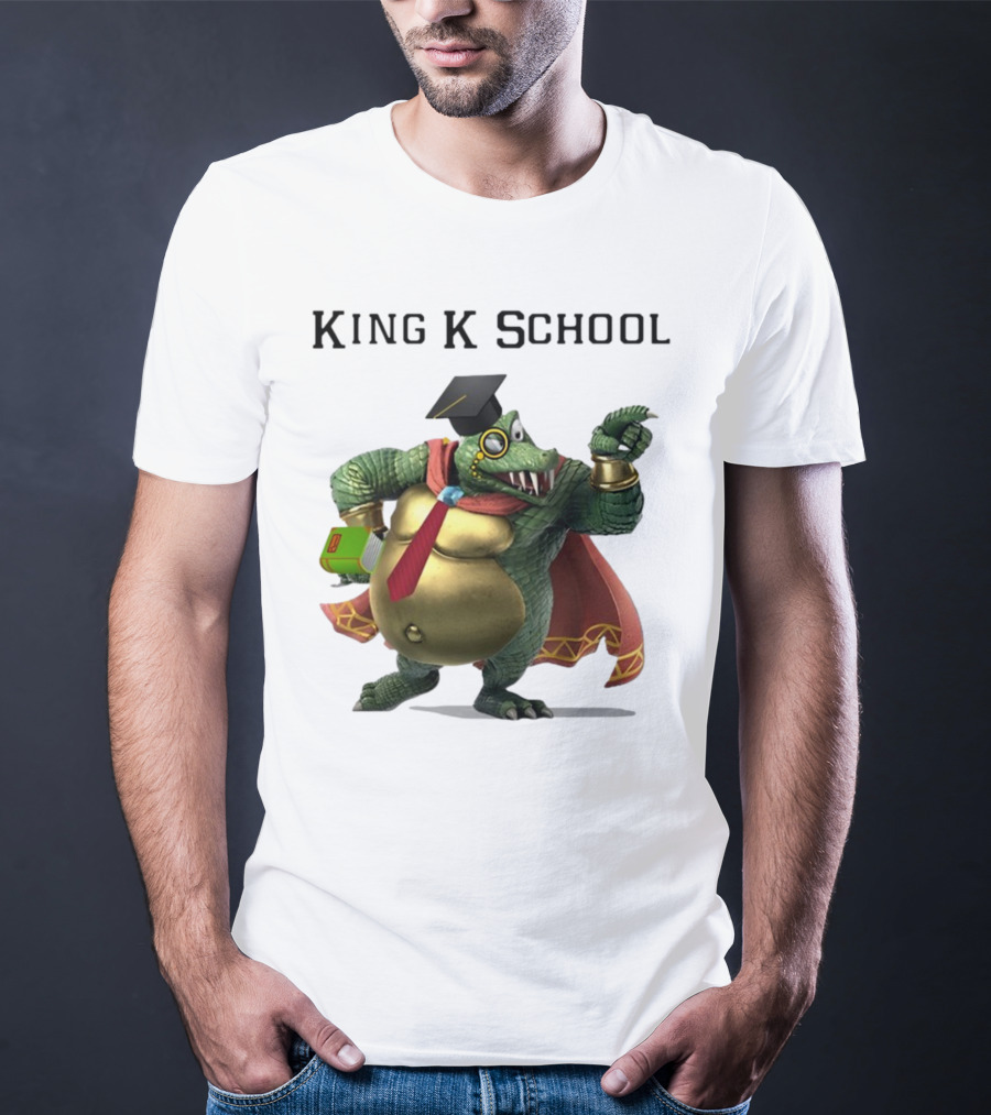 King K School Graduation Crocodile With Book And Cap T-Shirt