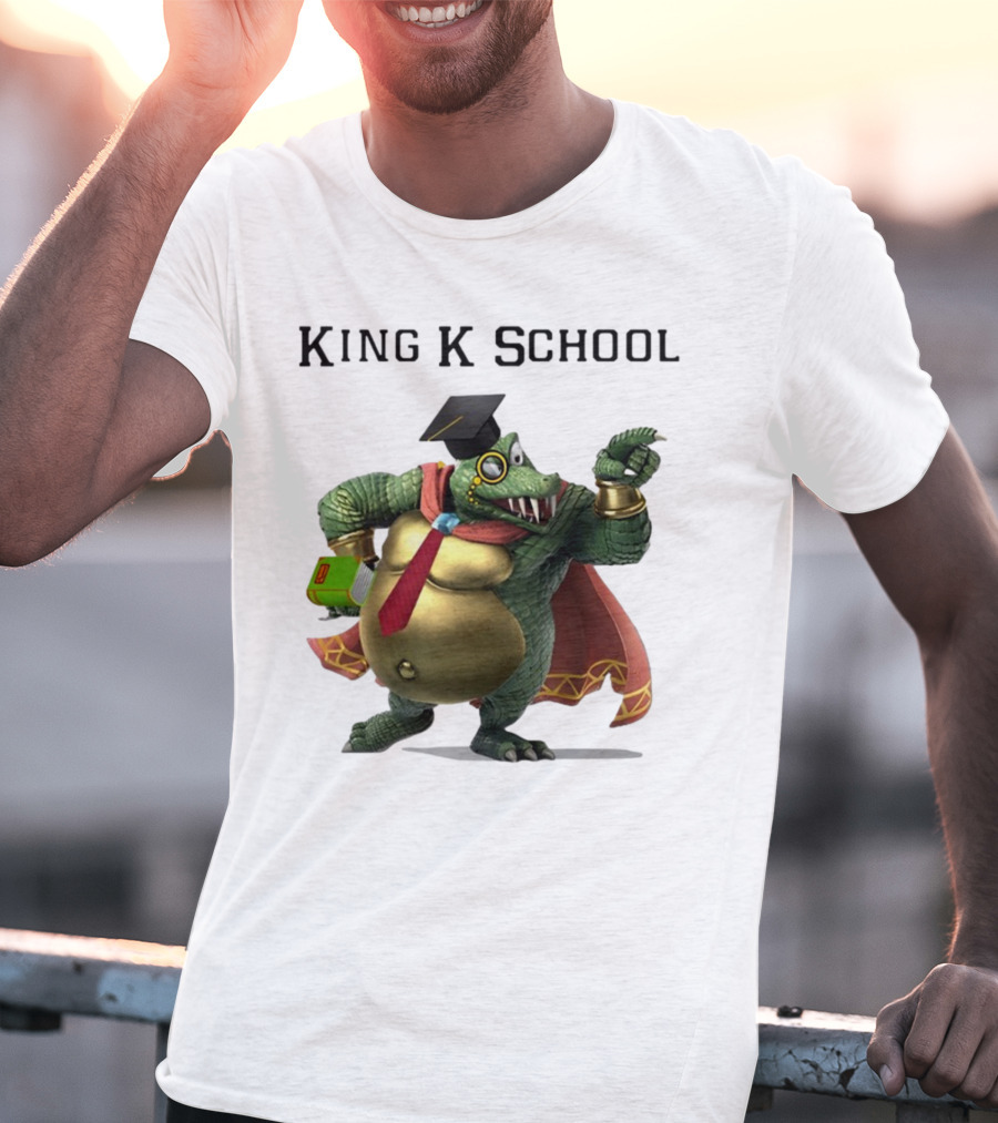 King K School Graduation Crocodile With Book And Cap T-Shirt