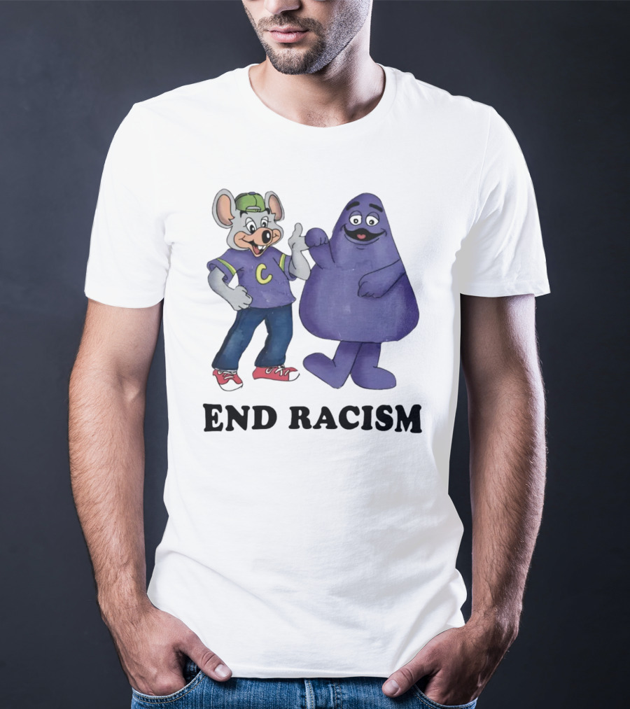 End Racism Aprilassembly Grimmace And Cartoon Mouse T-Shirt