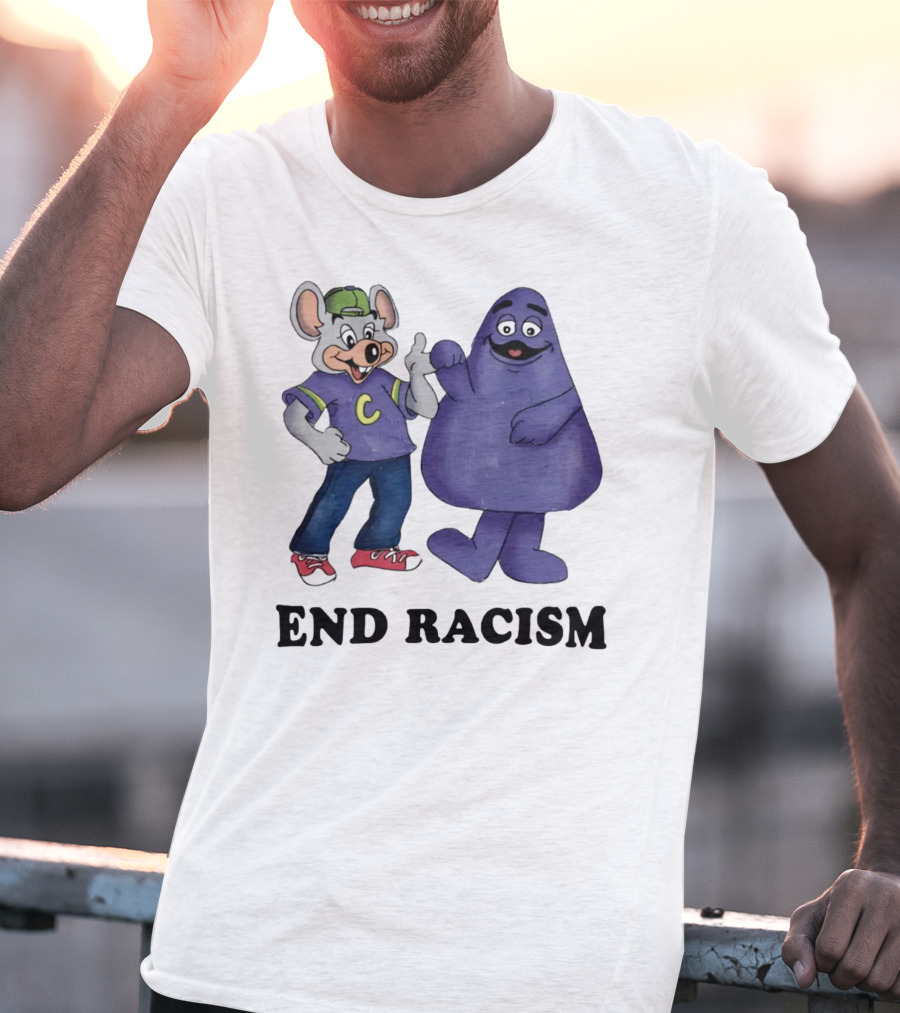 End Racism Aprilassembly Grimmace And Cartoon Mouse T-Shirt