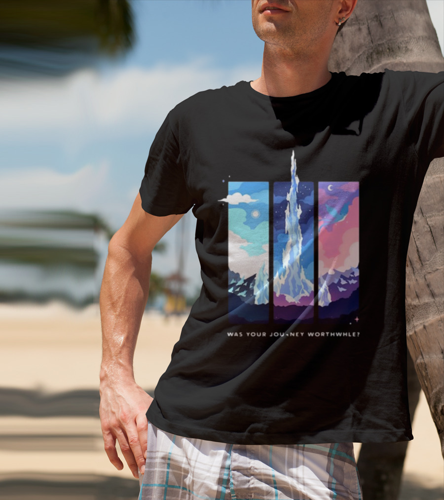 Was Your Journey Worthwhile Cosmic Mountain Sky Triptych T-Shirt