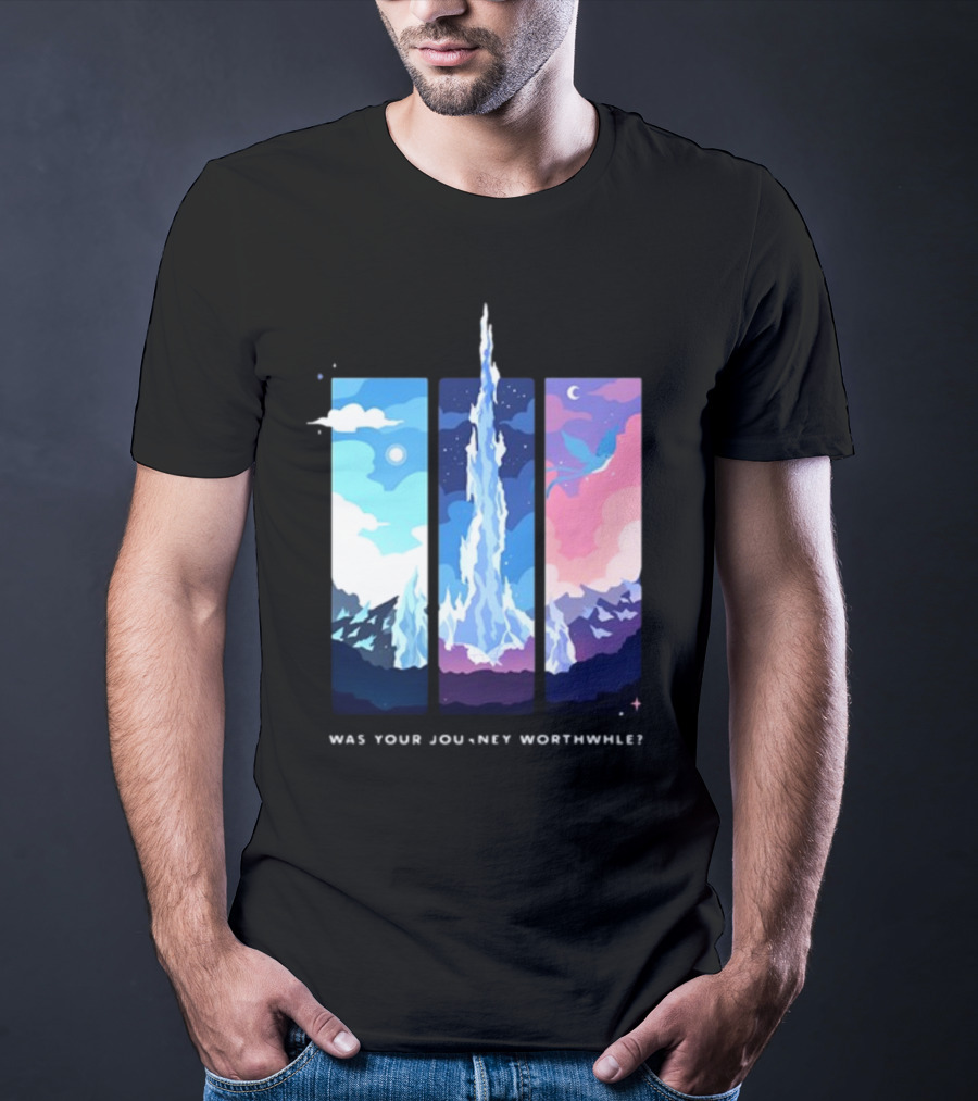 Was Your Journey Worthwhile Cosmic Mountain Sky Triptych T-Shirt
