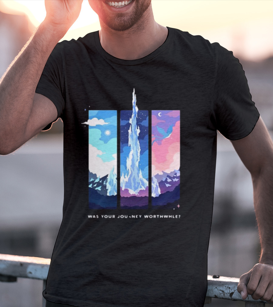 Was Your Journey Worthwhile Cosmic Mountain Sky Triptych T-Shirt