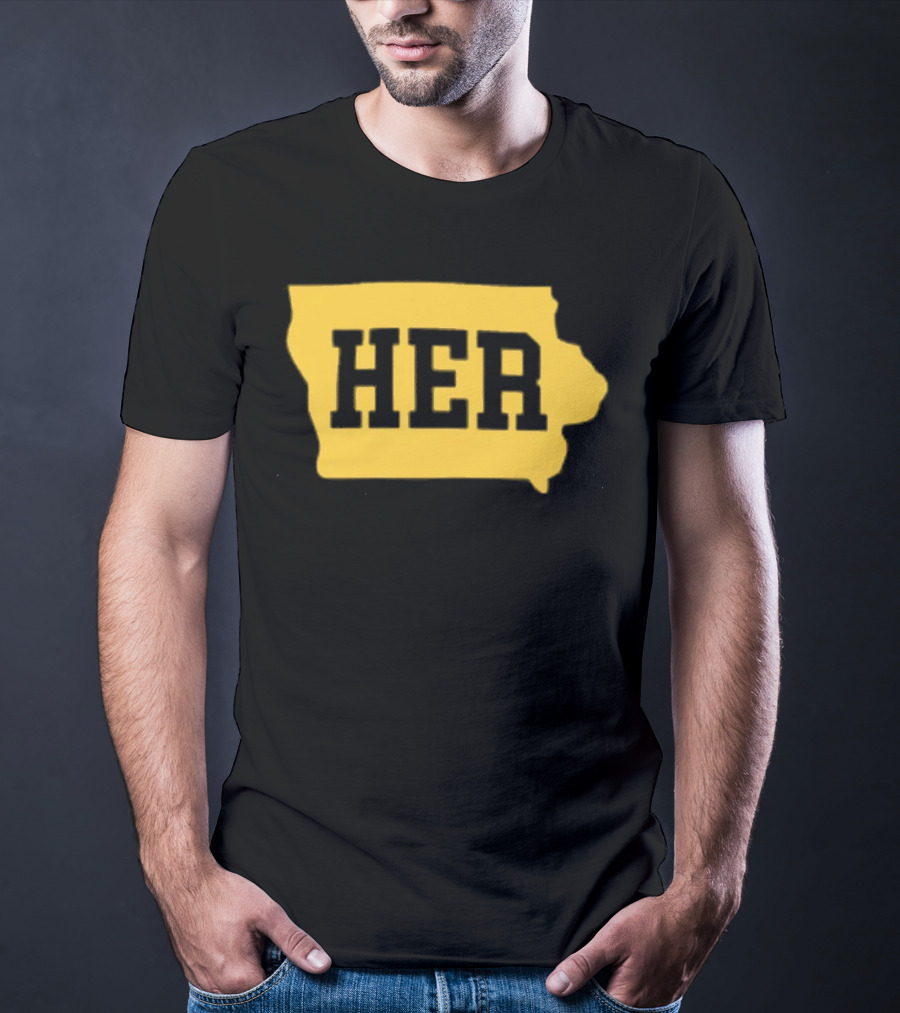 Iowa Her Gold State Outline T-Shirt