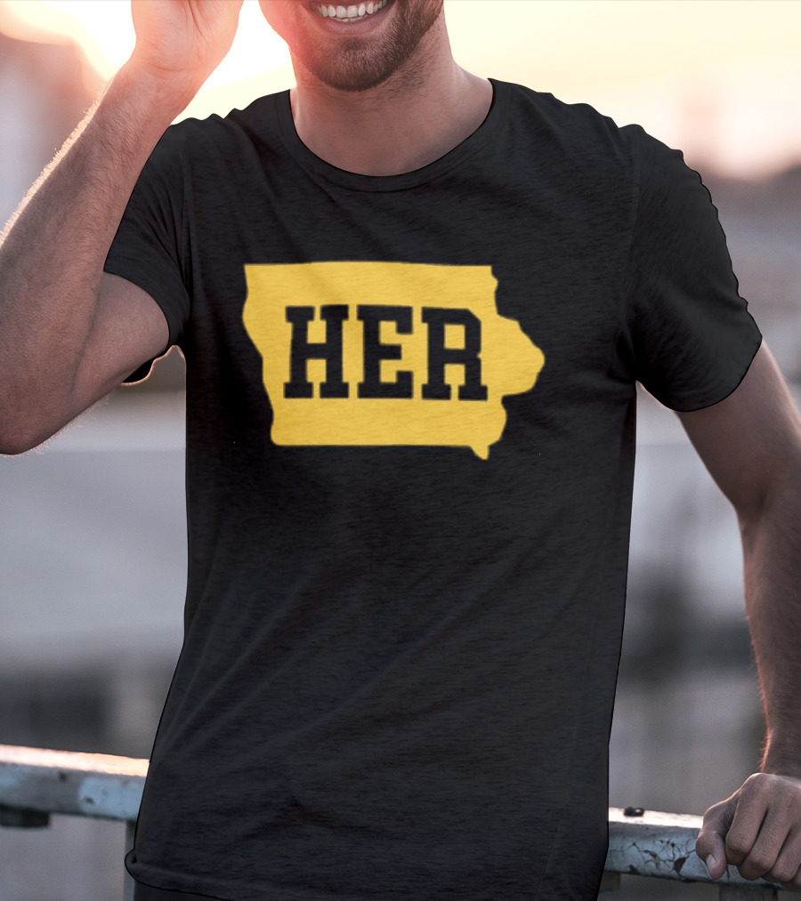 Iowa Her Gold State Outline T-Shirt