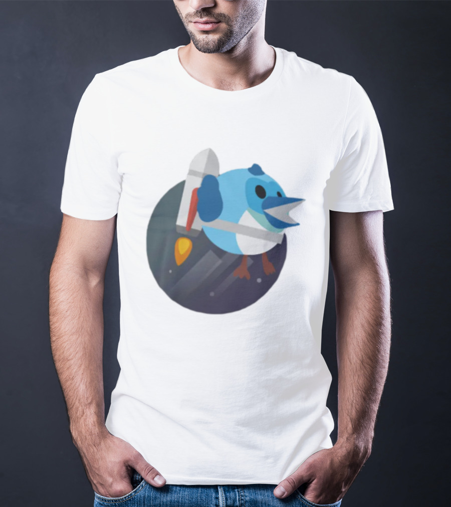 Flutter Dart Dash Iconic Rocket-Powered Bird Character T-Shirt