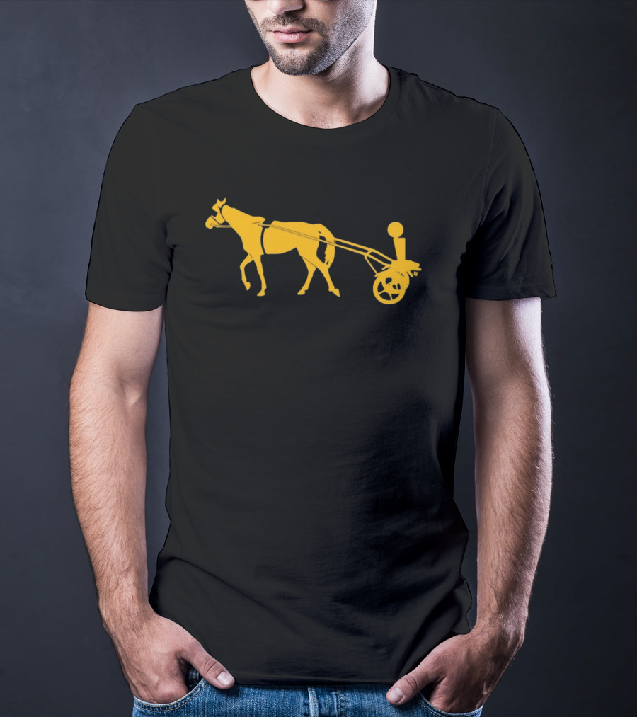 Horse Cart Silhouette With Rider In Yellow T-Shirt