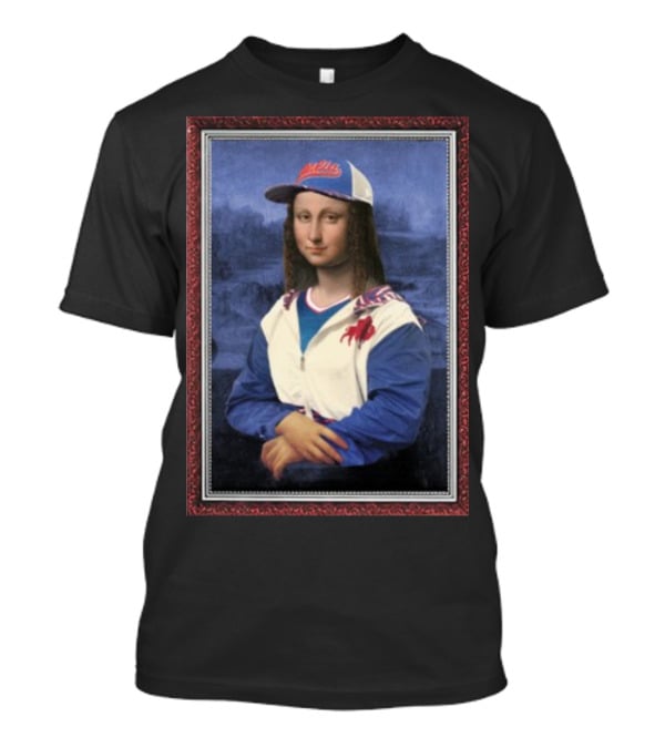 Mona Lisa With Buffalo Sports Cap And Jacket T-Shirt