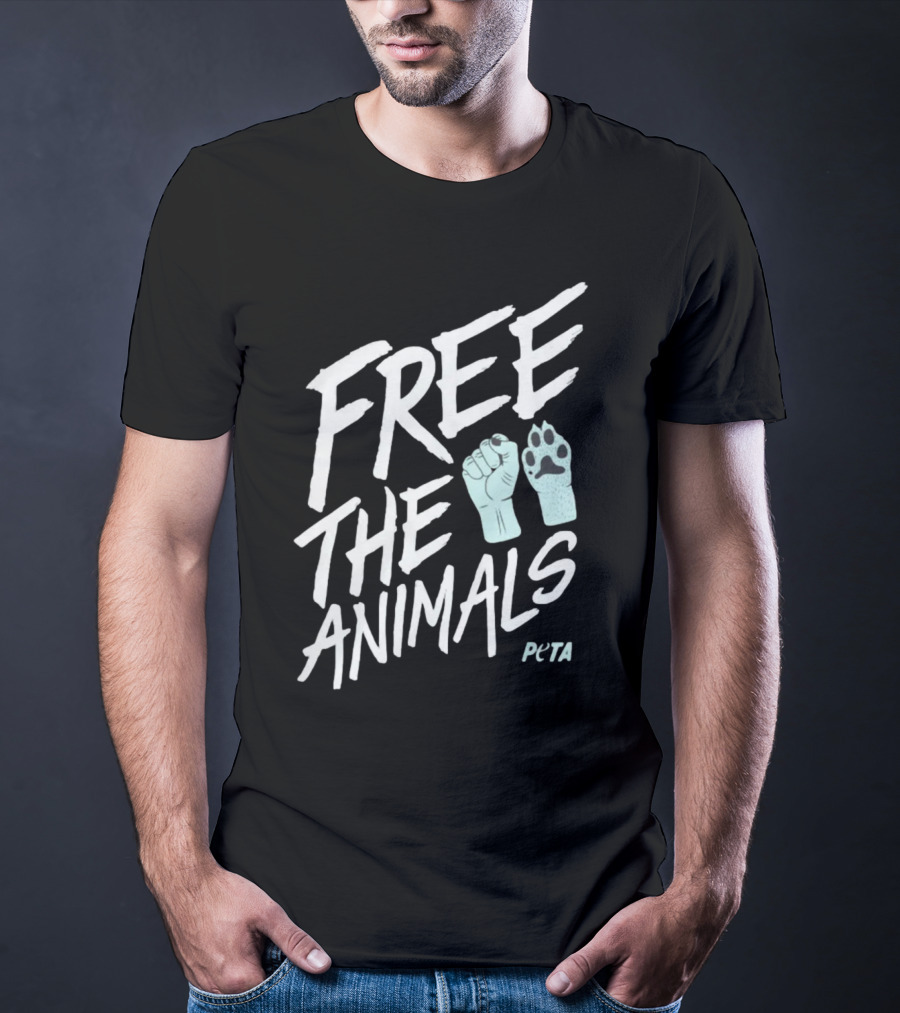 FREE THE ANIMALS PETA Fist And Paw T-Shirt