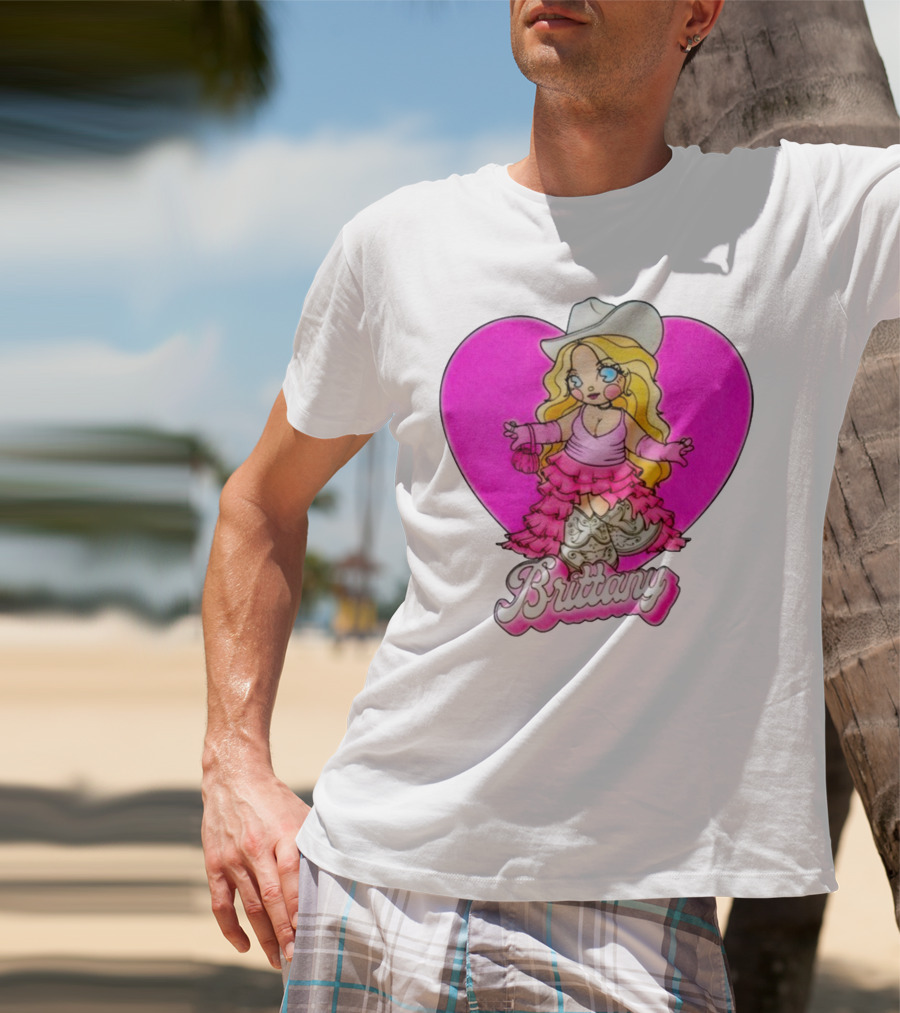 Brittany Heart Cowgirl Doll Boots Pink Ruffles Cartoon T-Shirt